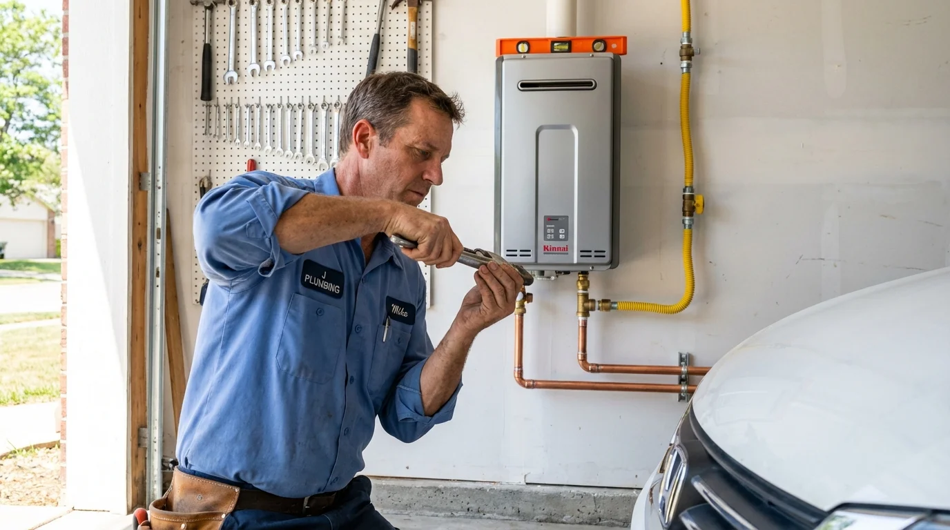 Tankless water heater installation by a Johns Plumbing LLC plumber in Plano